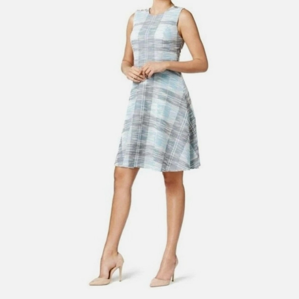 Tommy Hilfiger SEEN ON TV JANE THE VIRGIN Blue Tweed Fit&Flare Sleeveless Dress - Picture 1 of 16